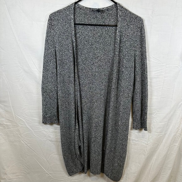 Eileen Fisher Sweaters - Eileen Fisher Open Front Marled Long Cardigan Gray Black Small